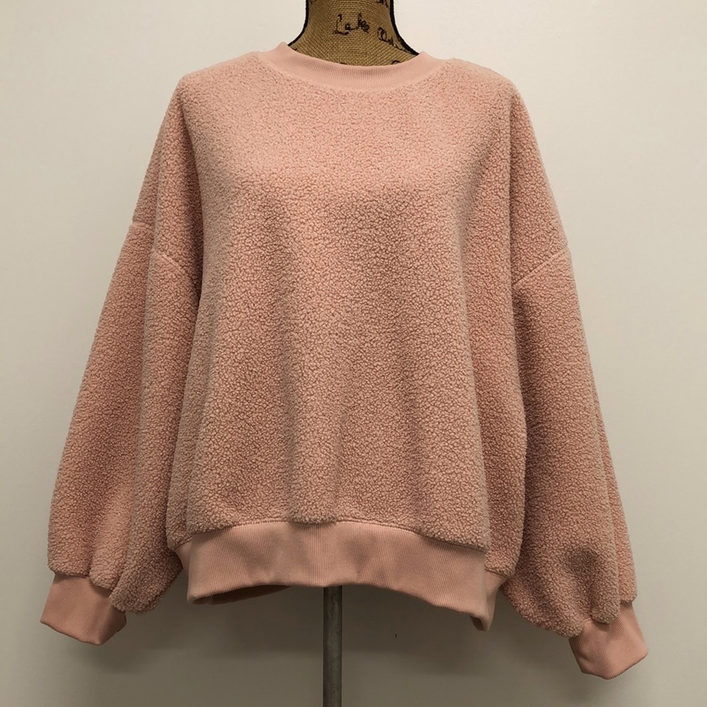 Free Assembly Peach Pink Teddy Sweatshirt Size 3X